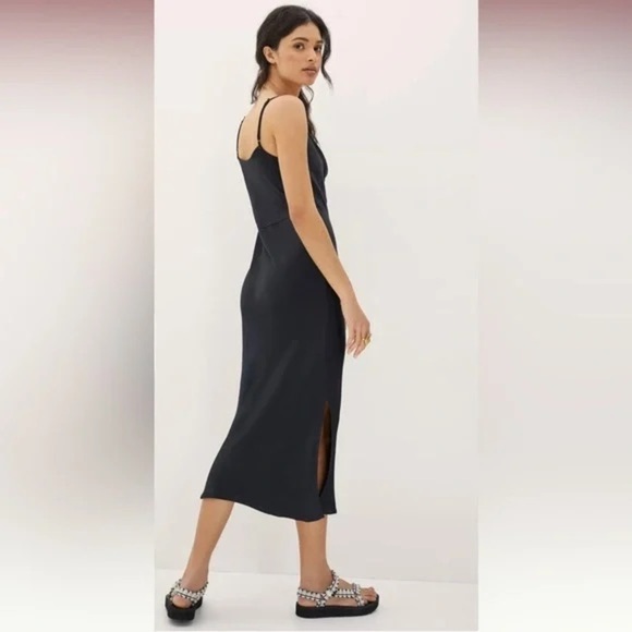 EUC - Anthropologie Elyse Slip Dress - Size L - Black - Picture 4 of 9